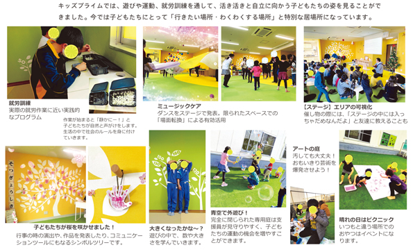 施設内での子どもたちの活動を写真とともにまとめた画像です
