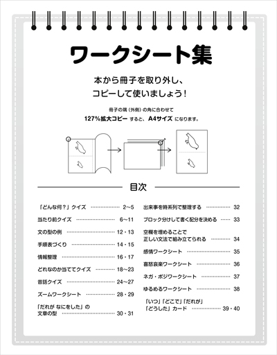 ワークシート集の目次紙面です